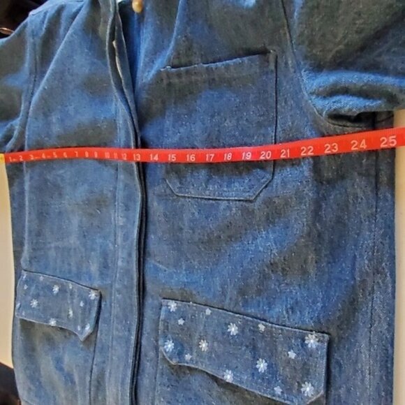 Northern Reflections Lined Denim Jacket Size L Vintage Cotton Embroidered Plaid - Picture 6 of 10